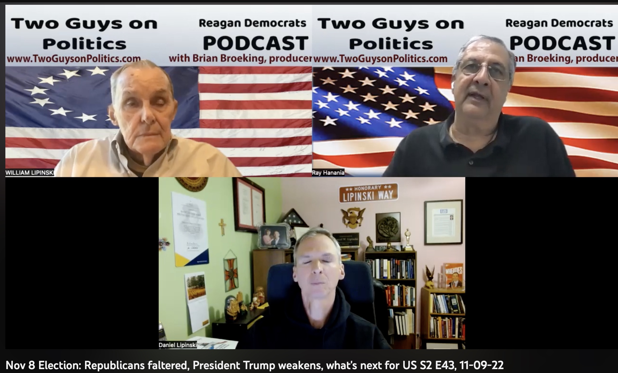 Two Guys on Politics podcast Nov. 9, 2022. Analyzes the Nov. 8, 2022 elections